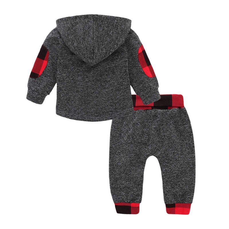 Saeaby Baby Boy Outfit 18 Months Boy Clothes Winter Plaid Hoodie Baby Christmas Outfit Toddler Clothes for Boys 18-24 Months Red - Image 5